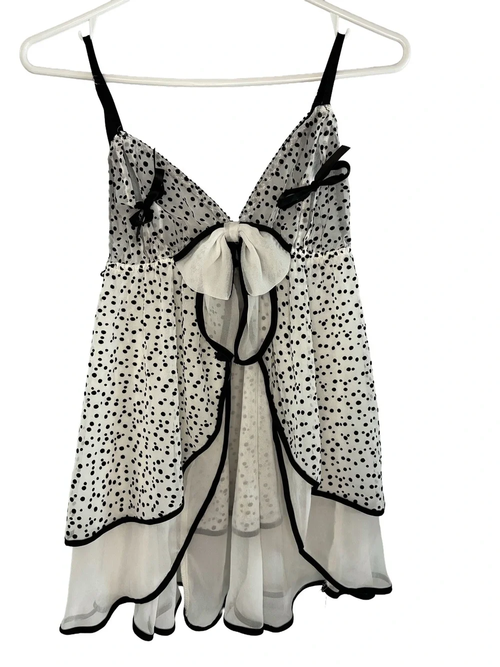 Vintage Victoria’s Secret Flocked Polka Dot Peek-A-Boo Slip L 🖤🎀